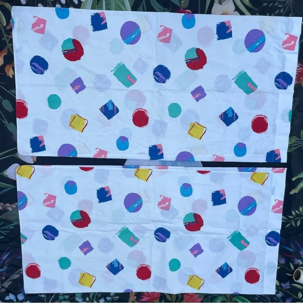 Vintage Colorful Abstract Springs Brand KING Size Pillowcase Set of 2 EUC 90's?